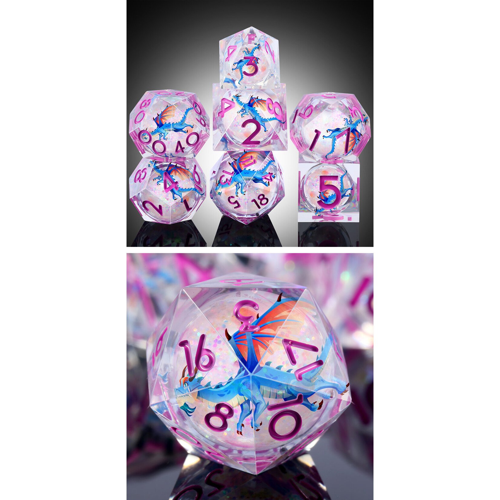 GTH Liquid Core Dice Set (7pcs) - Dragon (Elysia)