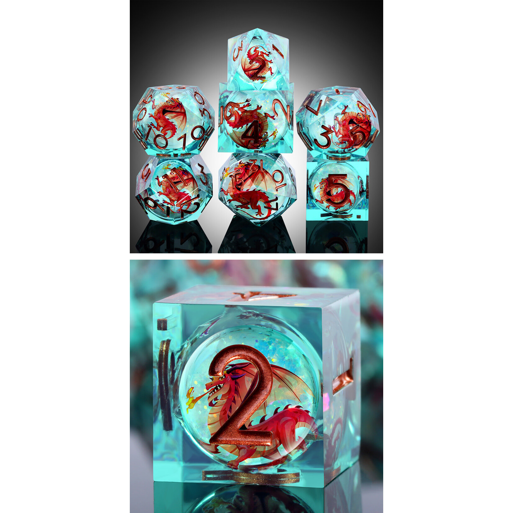 GTH Liquid Core Dice Set (7pcs) - Dragon (Pyra)