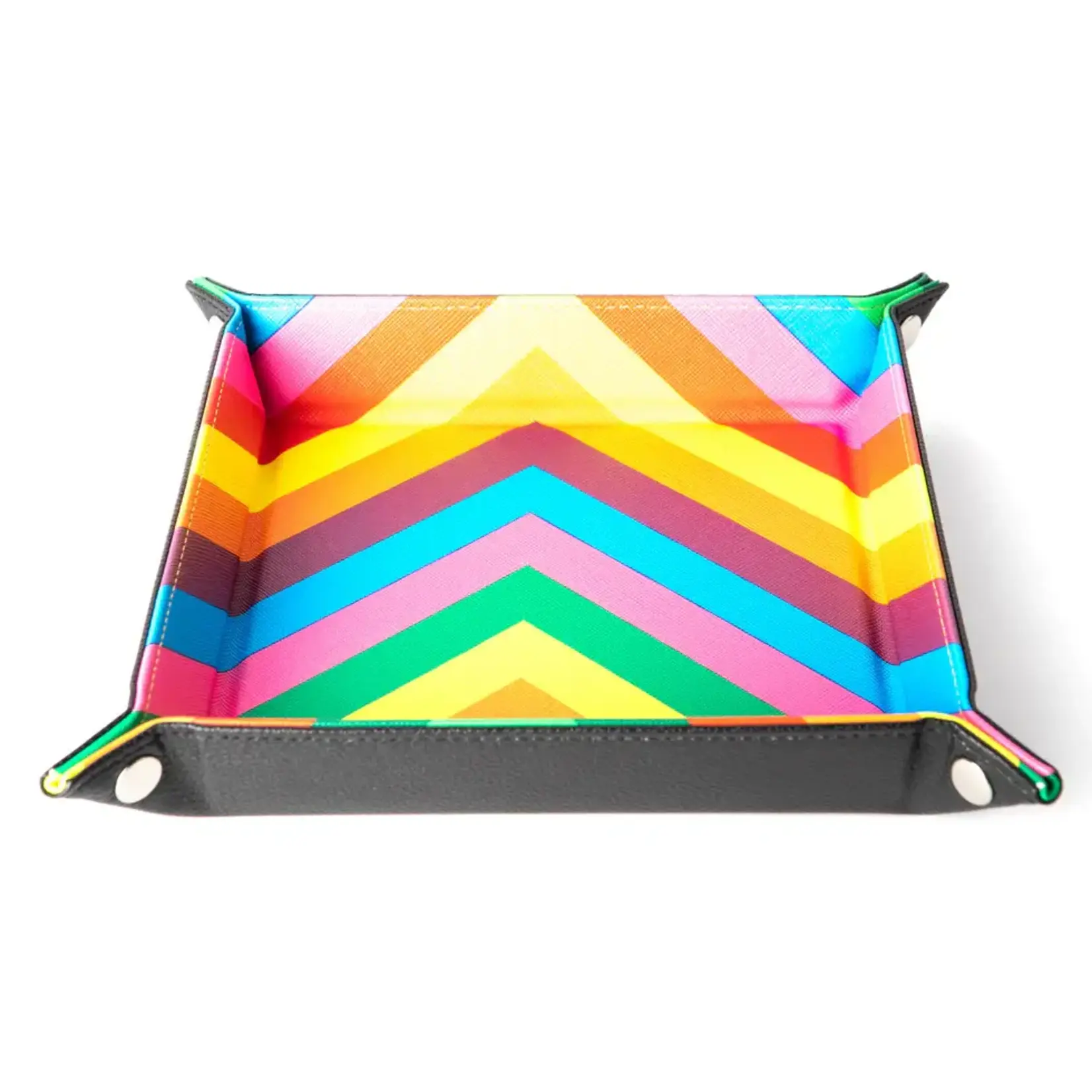 Large Fan Roll Folding Tray leather Rainbow
