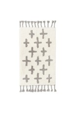 Bath Mat Cotton Gray Cross 20"x32"