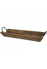 Rect. Wooden tray with metal handles