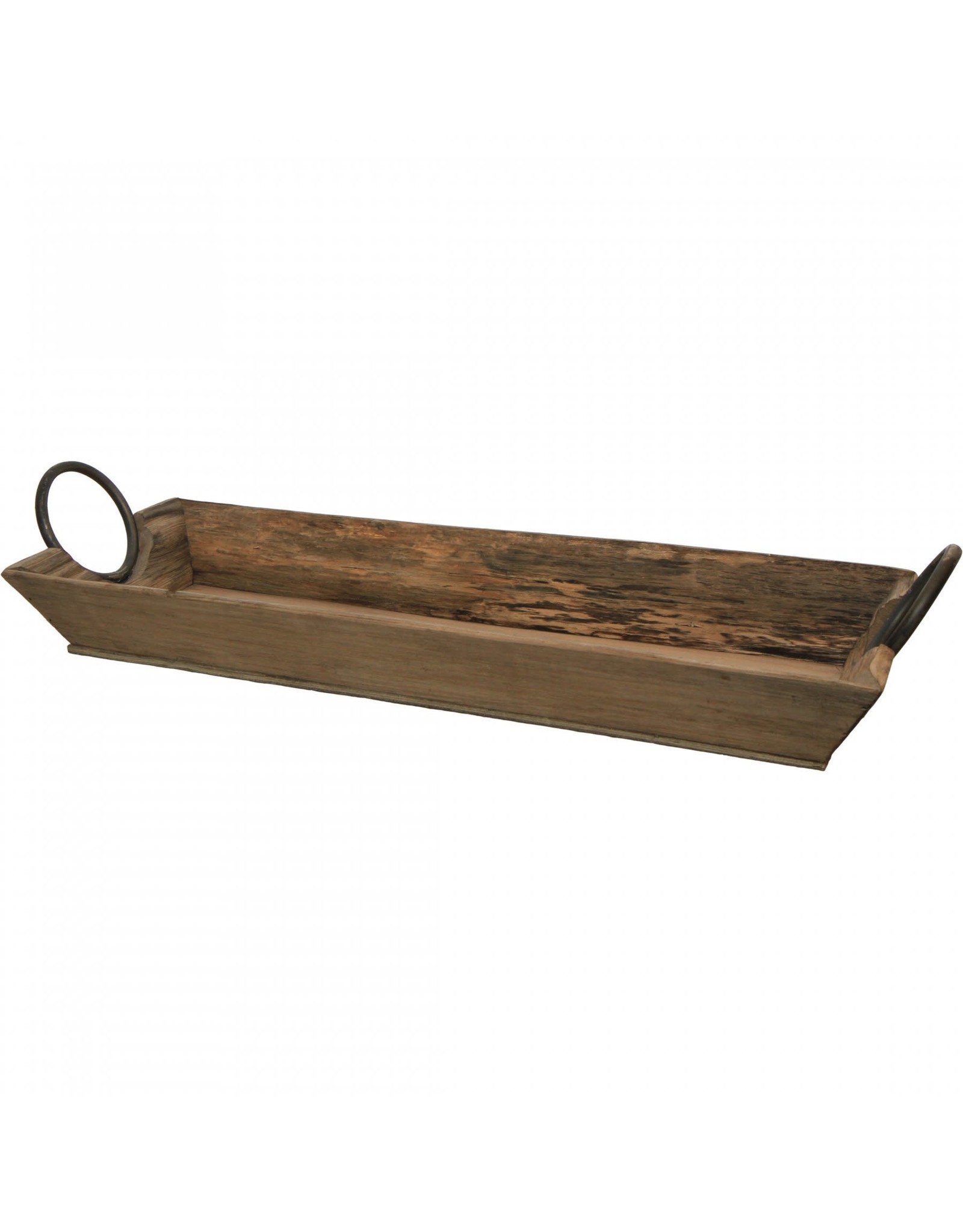 Rect. Wooden tray with metal handles