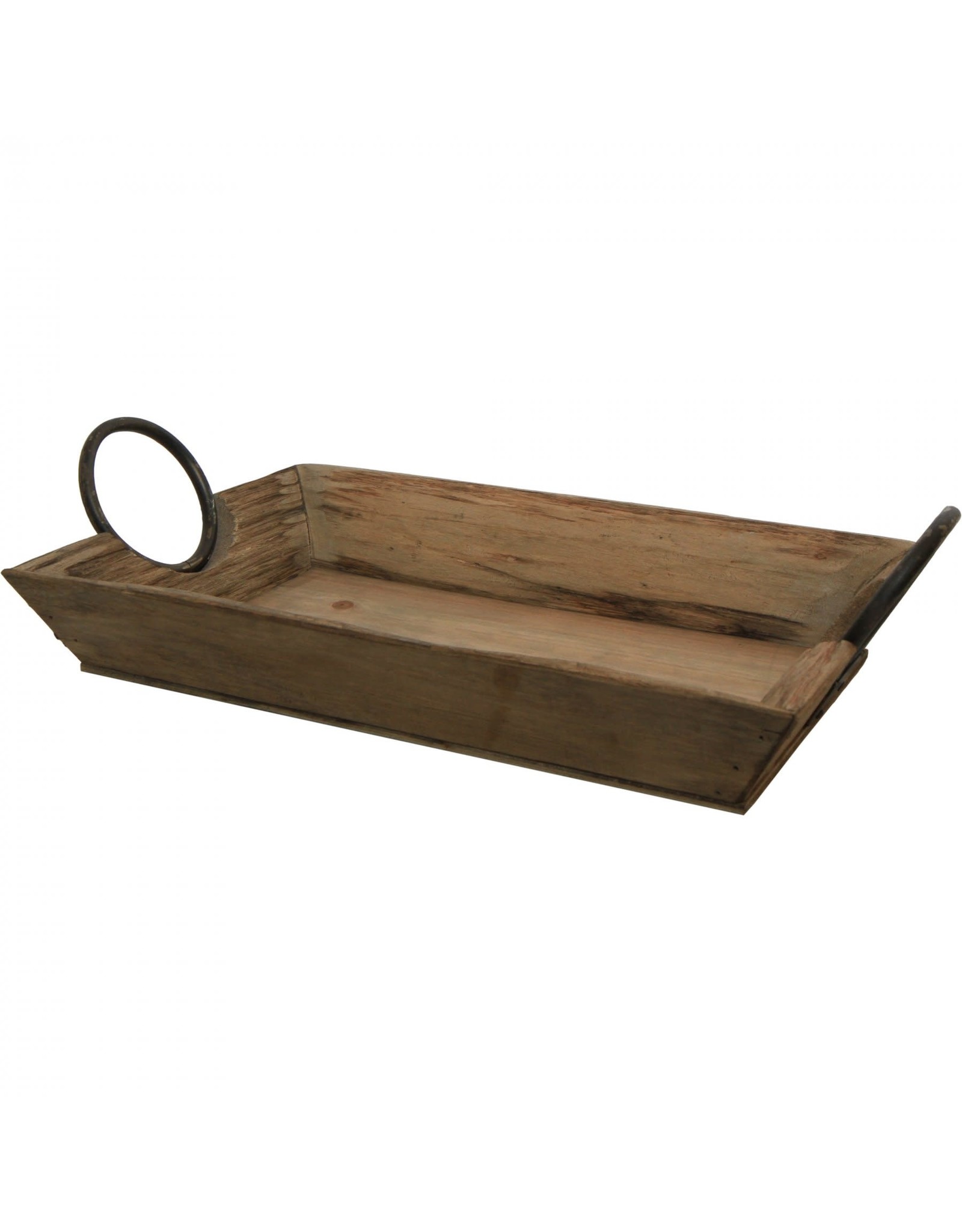 Square Wooden tray with metal handles