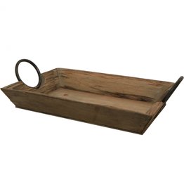 Square Wooden tray with metal handles