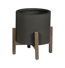 Patio Round Standing Pot Small - Black Stone