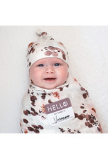Hello World Blanket & knotted hat - Eucalyptus