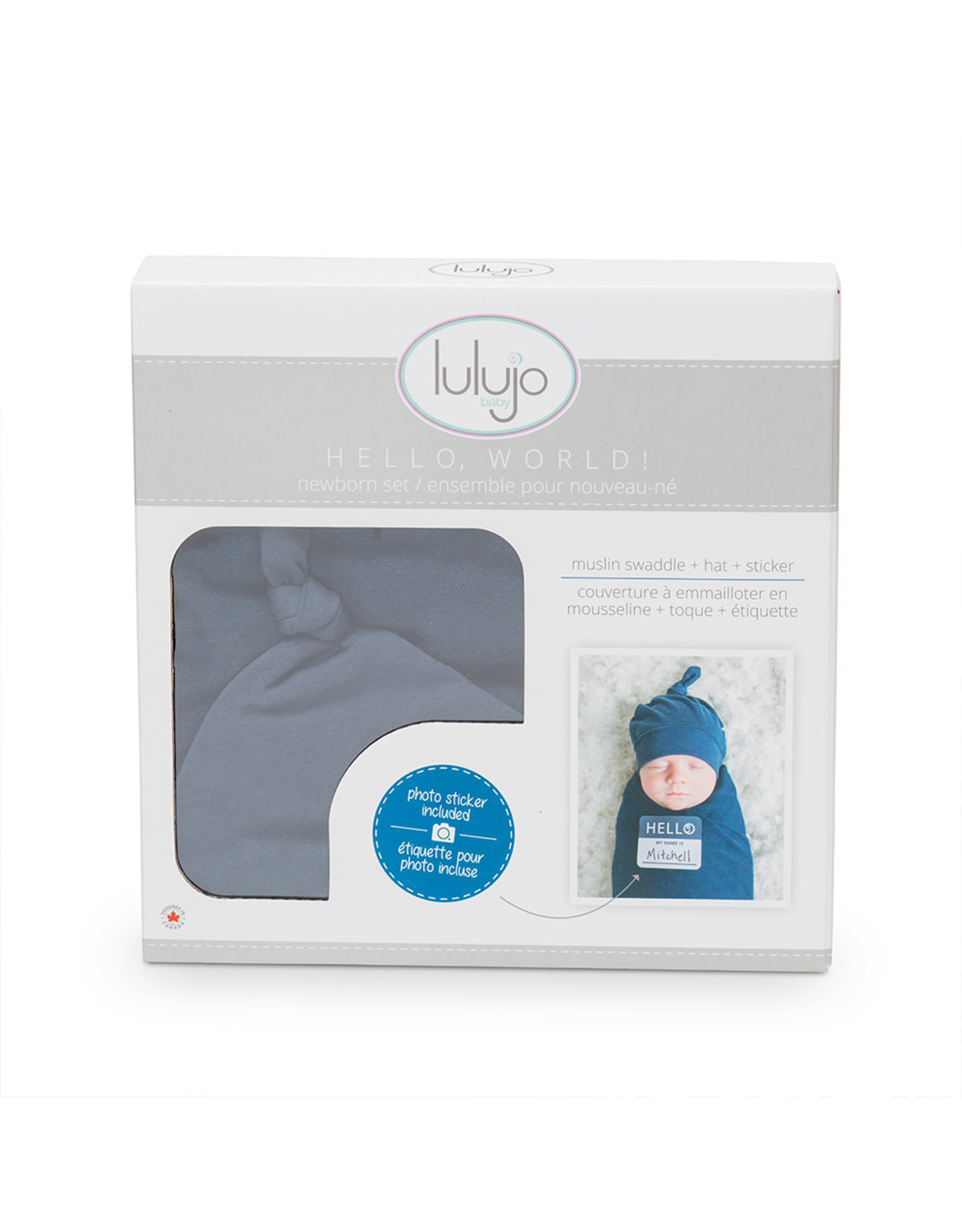 Hello World Blanket & Knotted Hat - Navy
