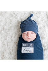 Hello World Blanket & Knotted Hat - Navy