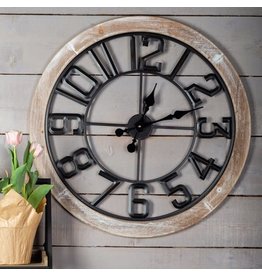 Black Metal and Wood Wall Clock