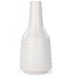 Tall White Ridged Vase