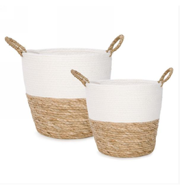 Basket in White & Natural - Large