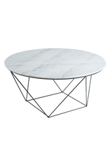 Valencia Round Coffee Table - White Marble/Blk Matte
