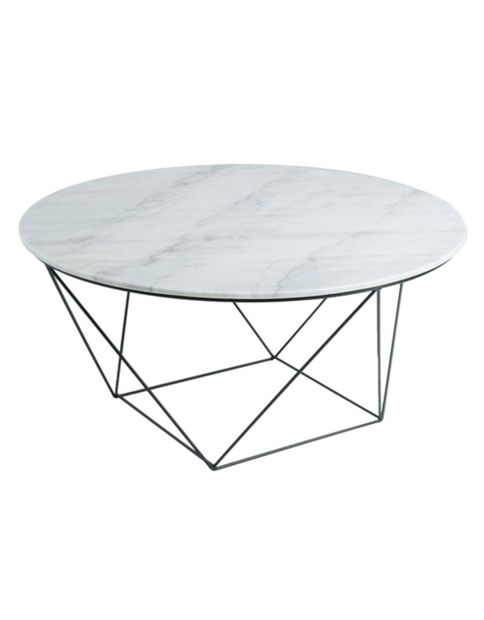 Valencia Round Coffee Table - White Marble/Blk Matte