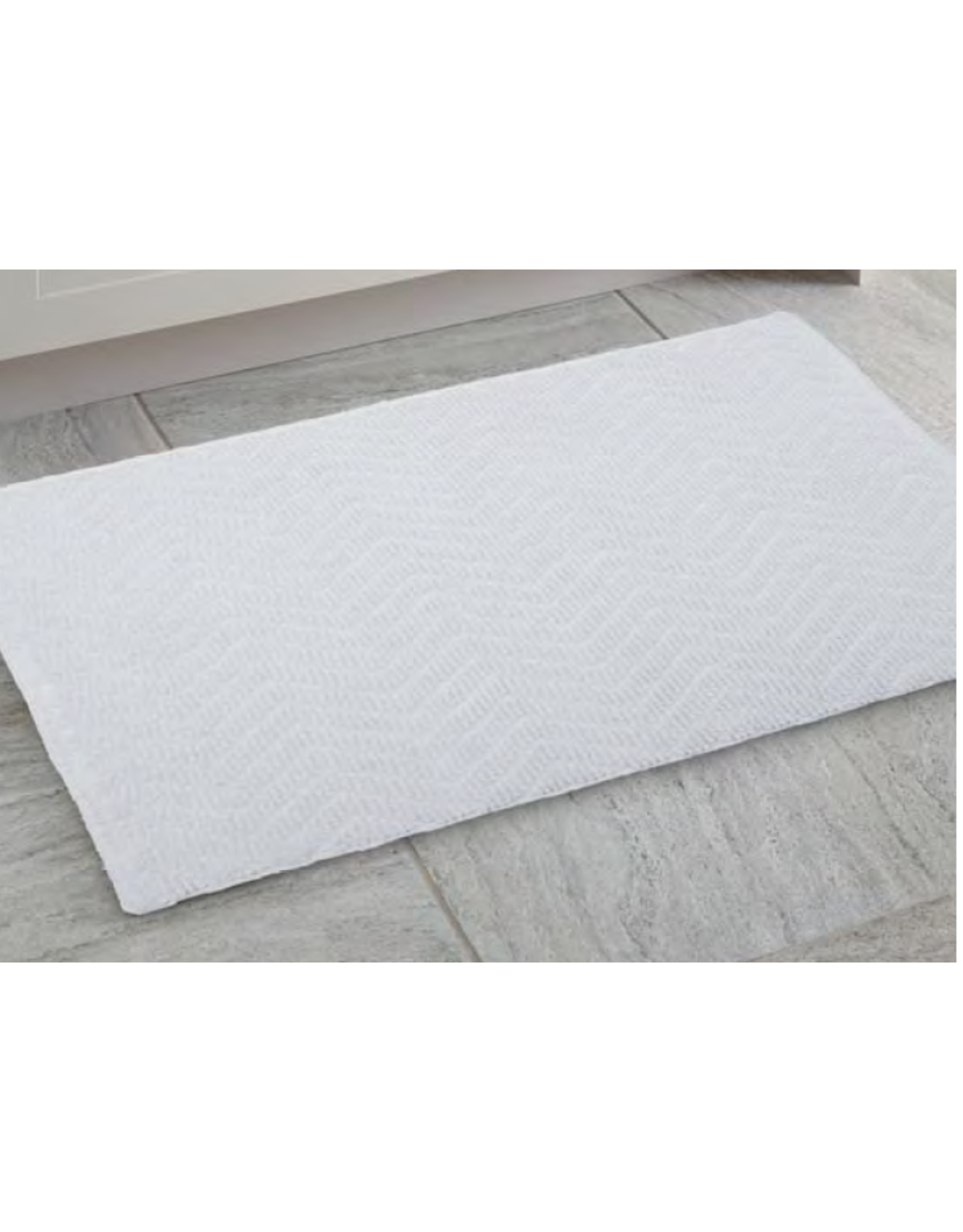 herringbone bath mat, white