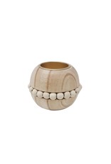 wooden holder with natural beads