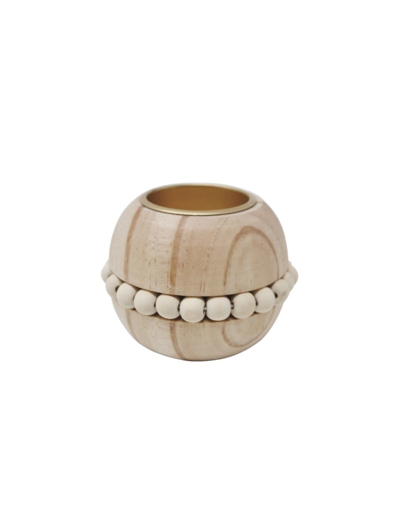 wooden holder with natural beads