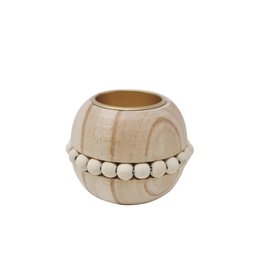 wooden holder with natural beads