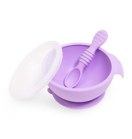 Silicone First Feeding Set w/ Lid & Spoon - Lavender