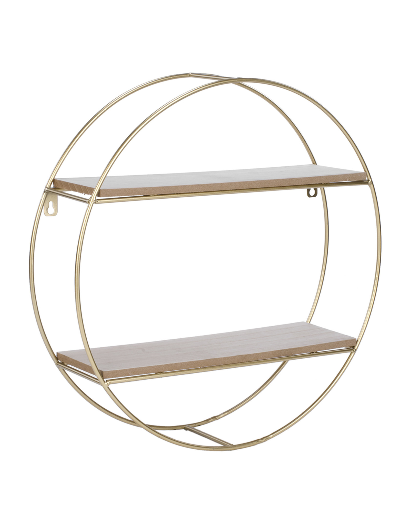 Round gold metal wall shelf Matters of Design Inc.