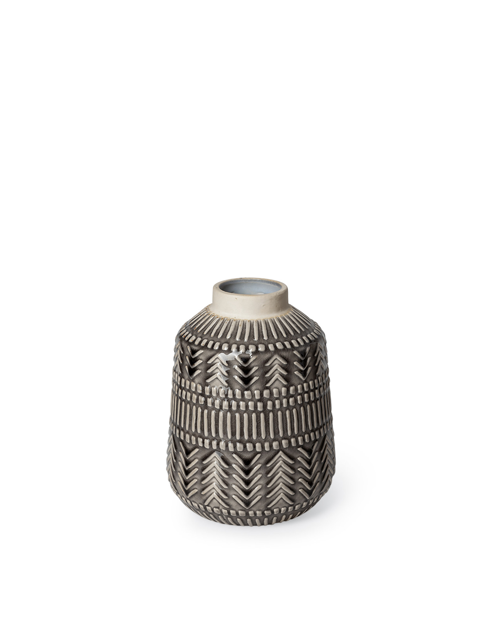 Small dark grey/cream ceramic vase