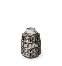 Small dark grey/cream ceramic vase