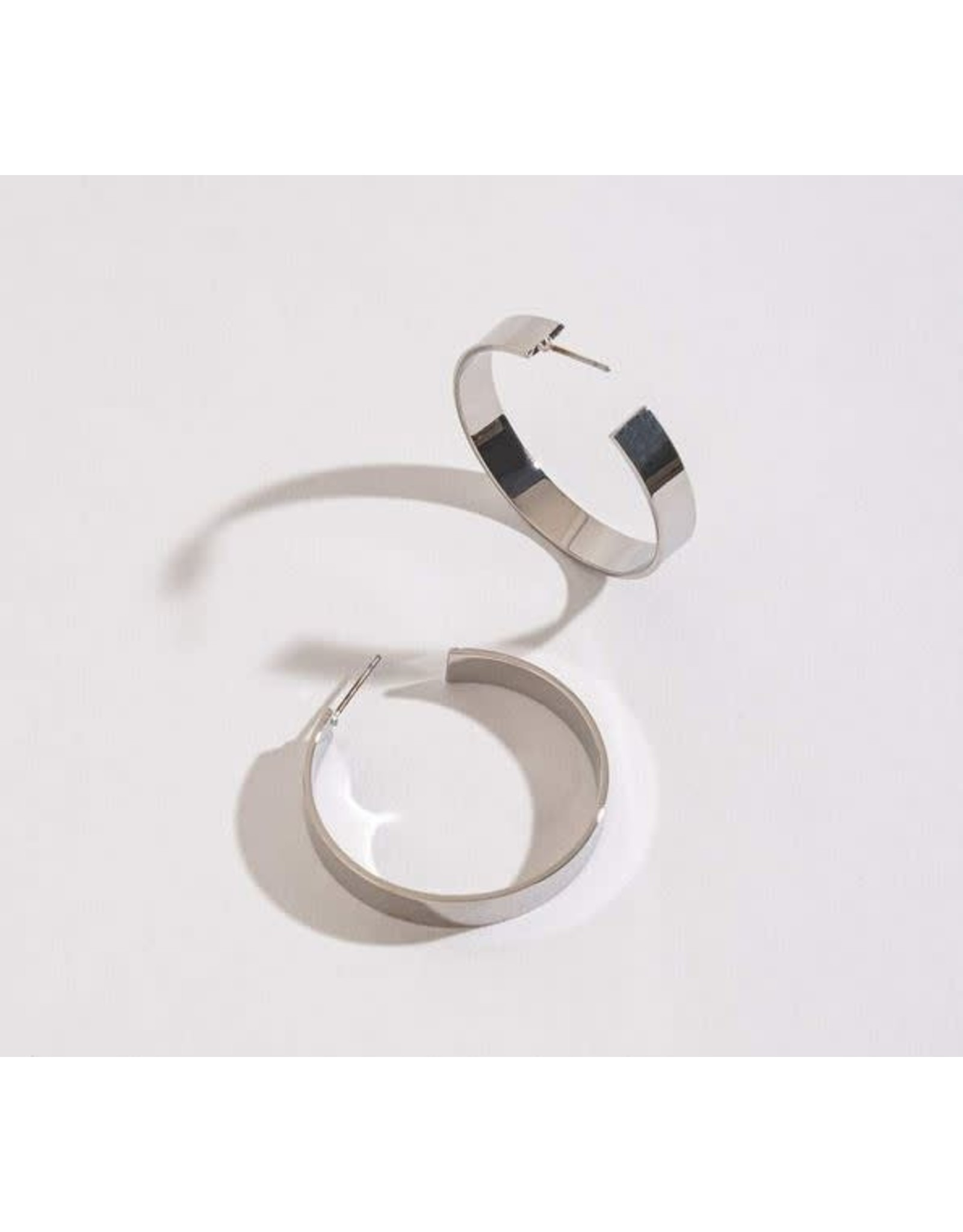 Silver Large Flat Hoop Earrings