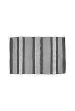 White looped carpet with grey stripes