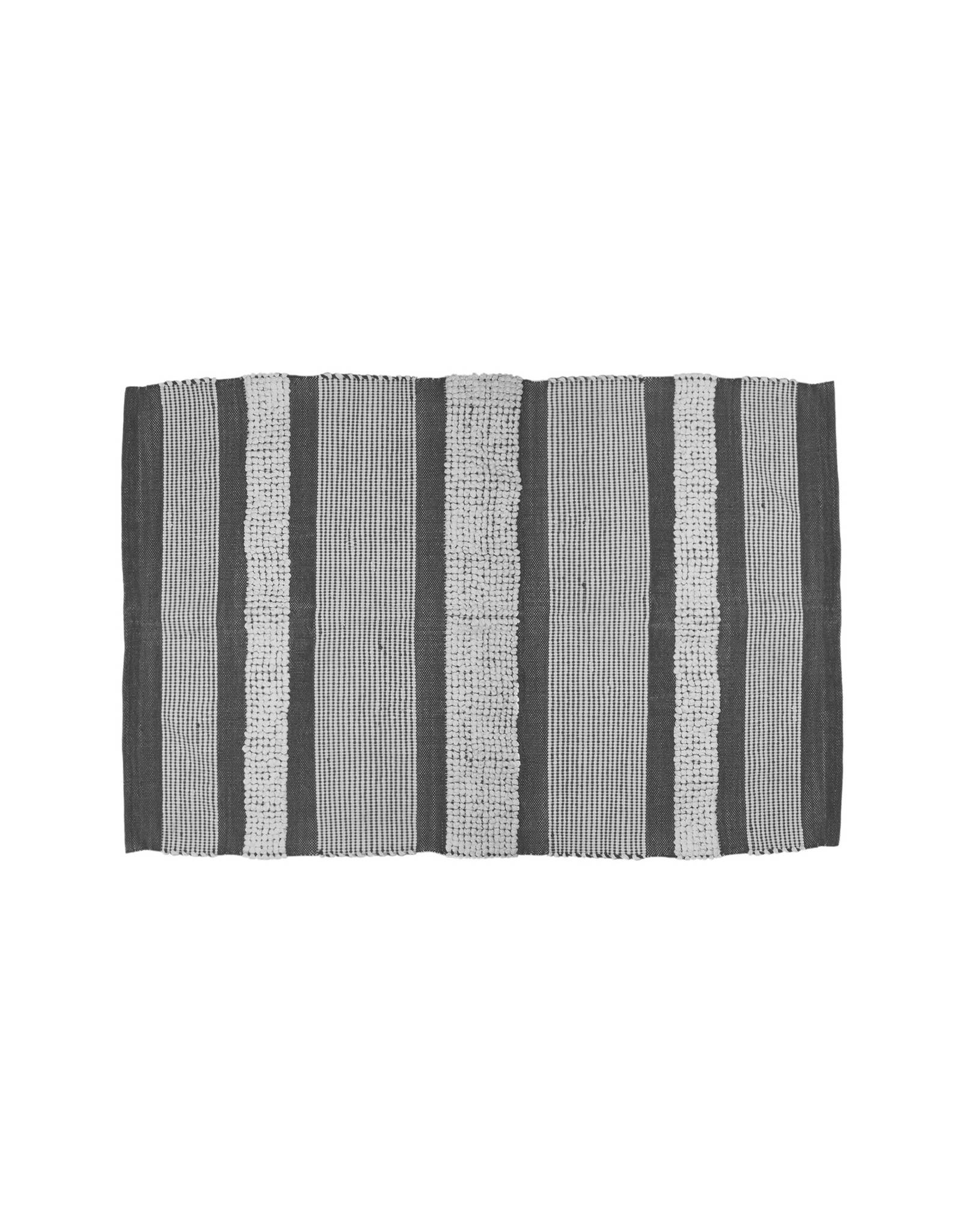 White looped carpet with grey stripes