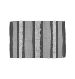 White looped carpet with grey stripes