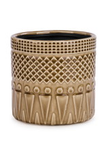 Ochre textured ceramic pot 6"
