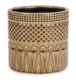 Ochre textured ceramic pot 6"