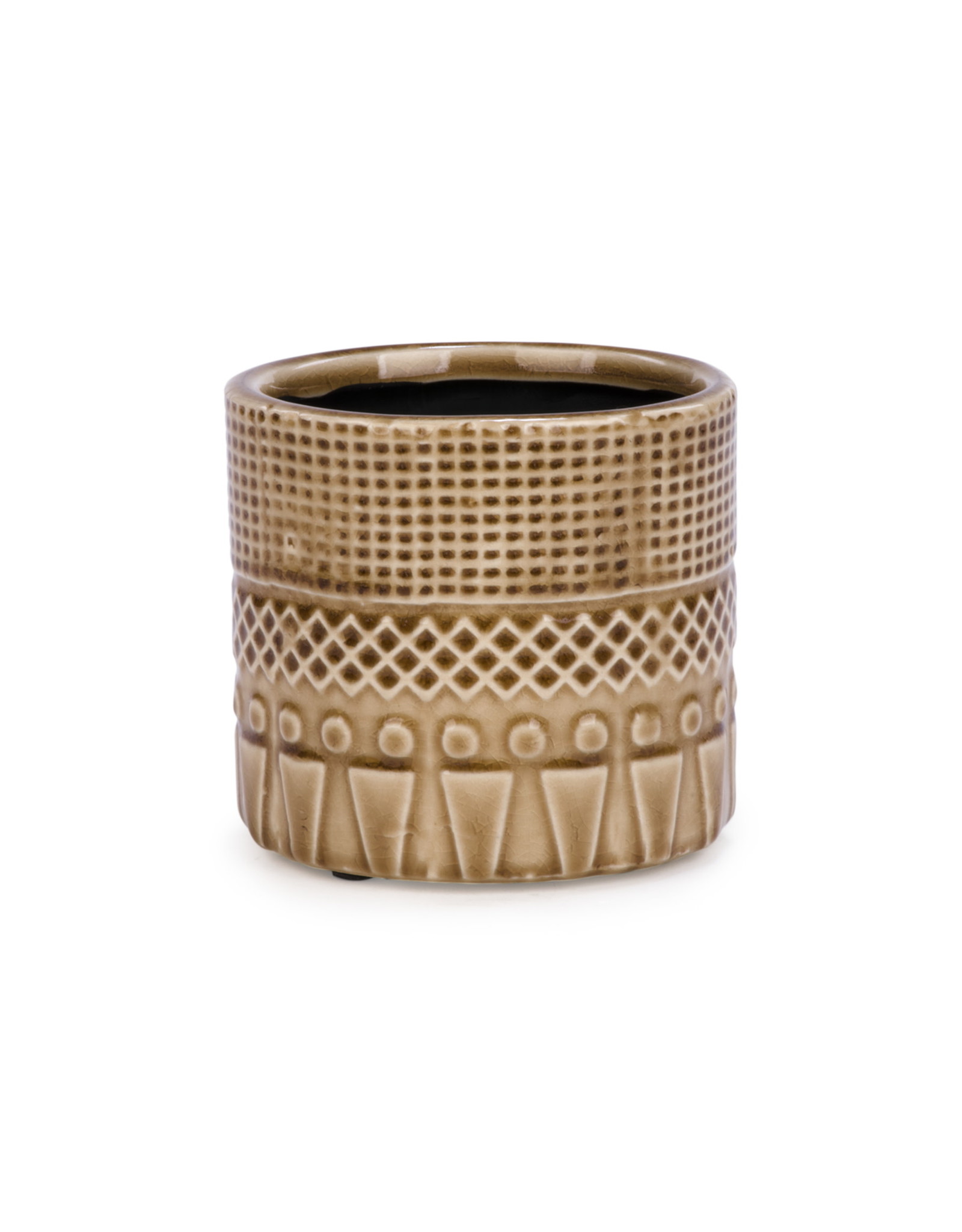 Ochre textured ceramic pot 4.5"