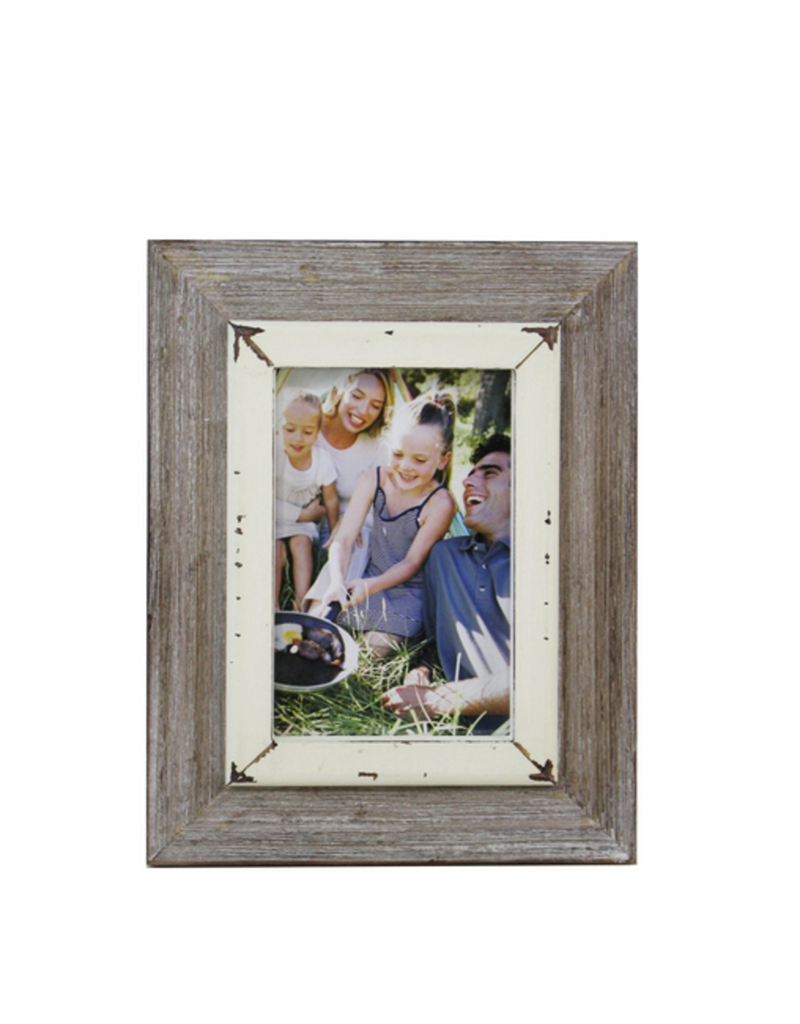 4x6 Distressed white/brown frame