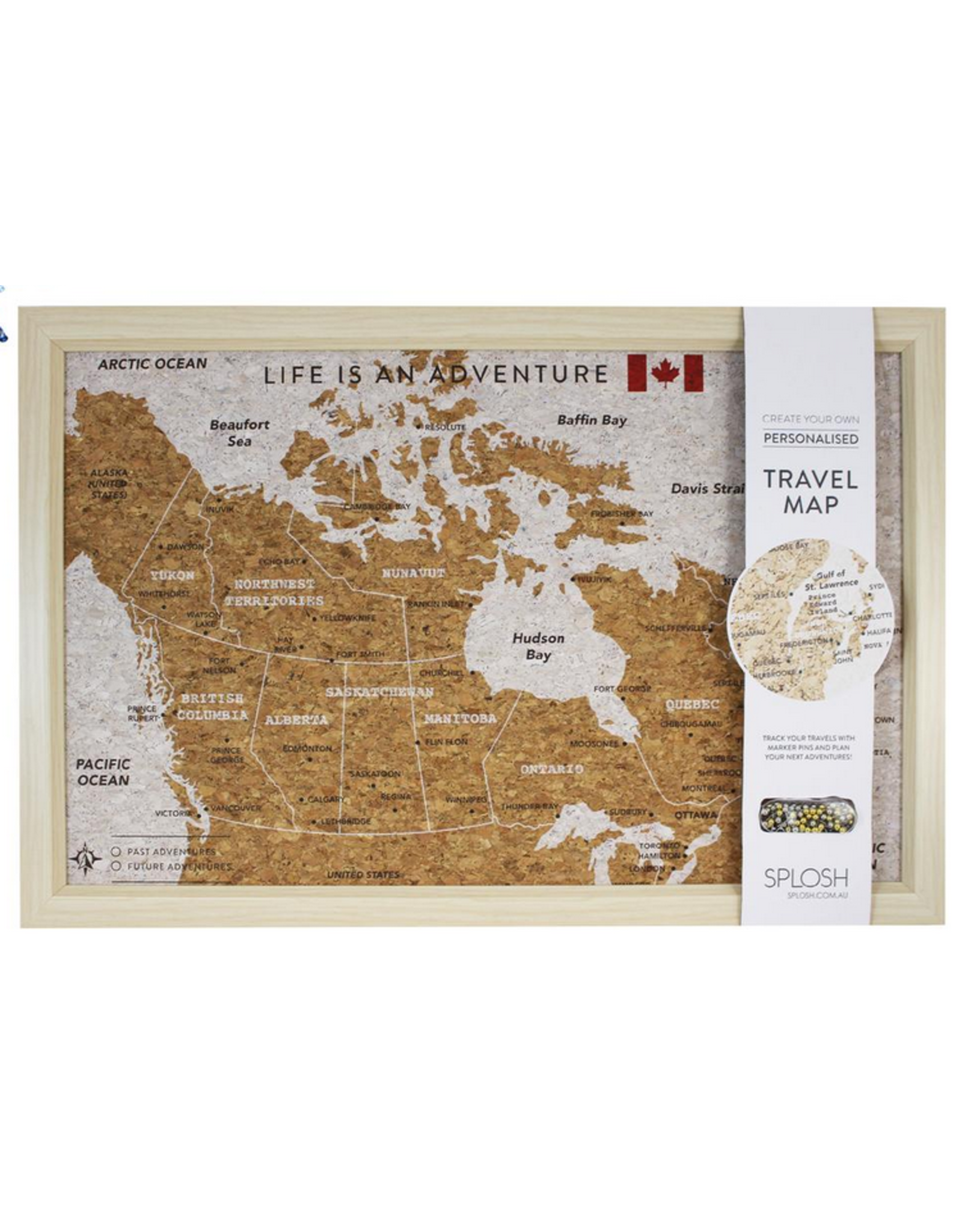 Small framed cork canada map