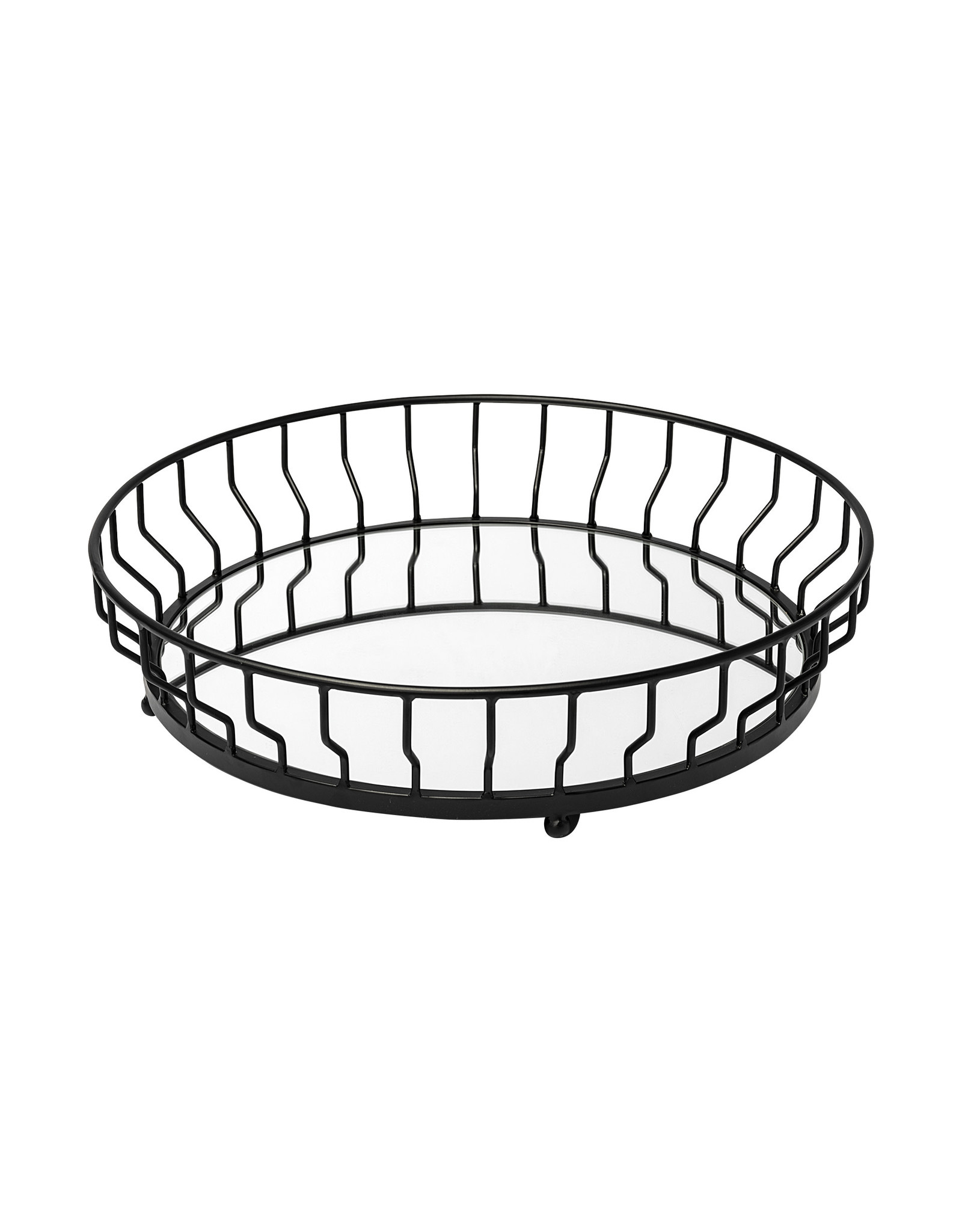 Helena black metal round serving tray 20x20
