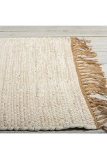 Jute Cotton Rug with Fringe - White