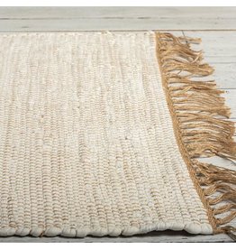 Jute Cotton Rug with Fringe - White