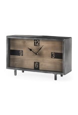 Harvey black metal and wood table clock