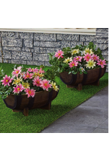 Plastic half barrel flower pot