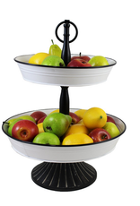 2 tier round black/white iron stand