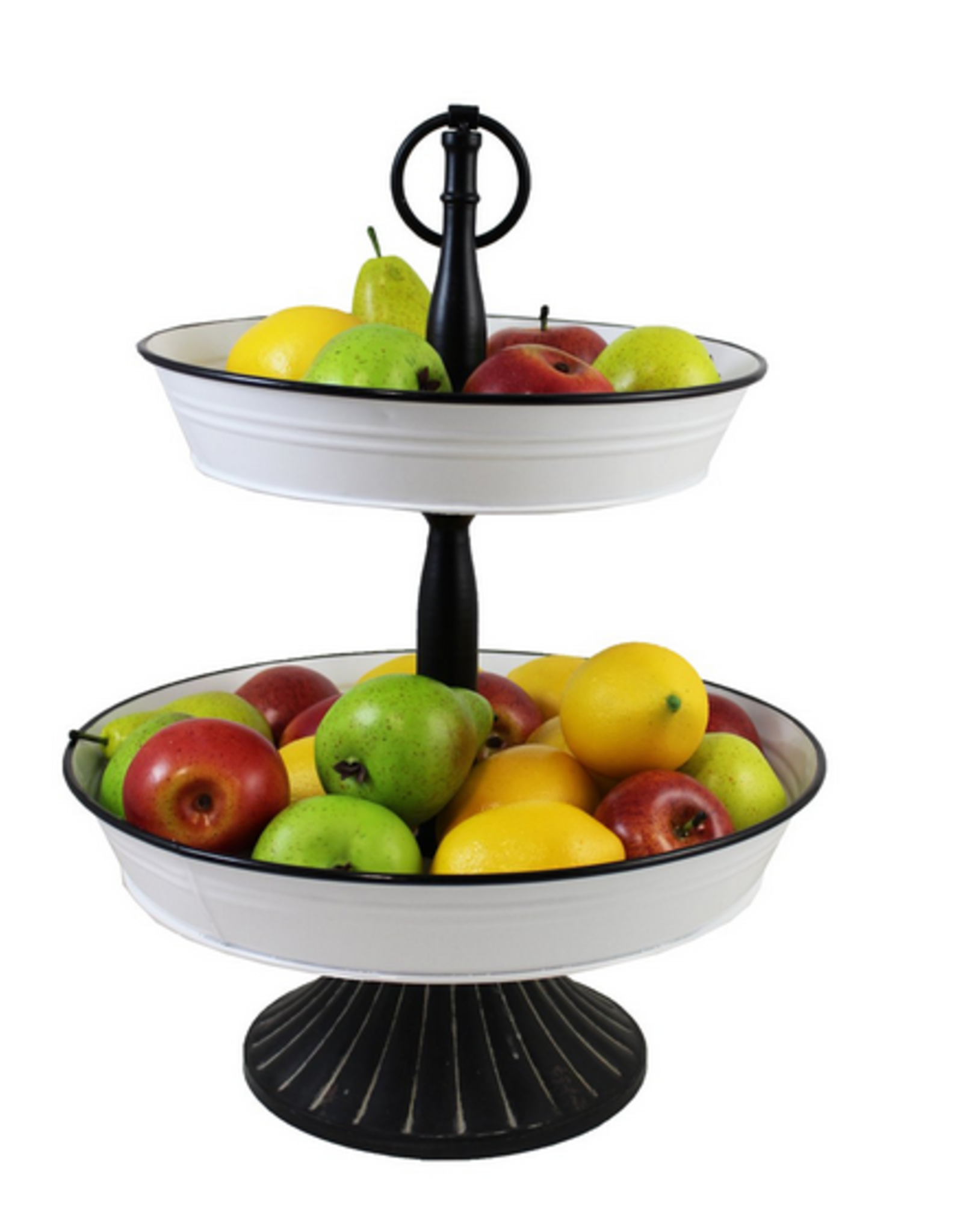 2 tier round black/white iron stand