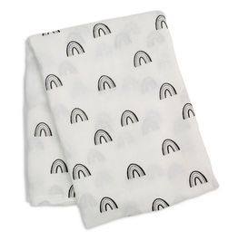 Bamboo muslin swaddle-Black rainbow