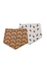 2pk Bandana Bibs-mudcloth/black birds