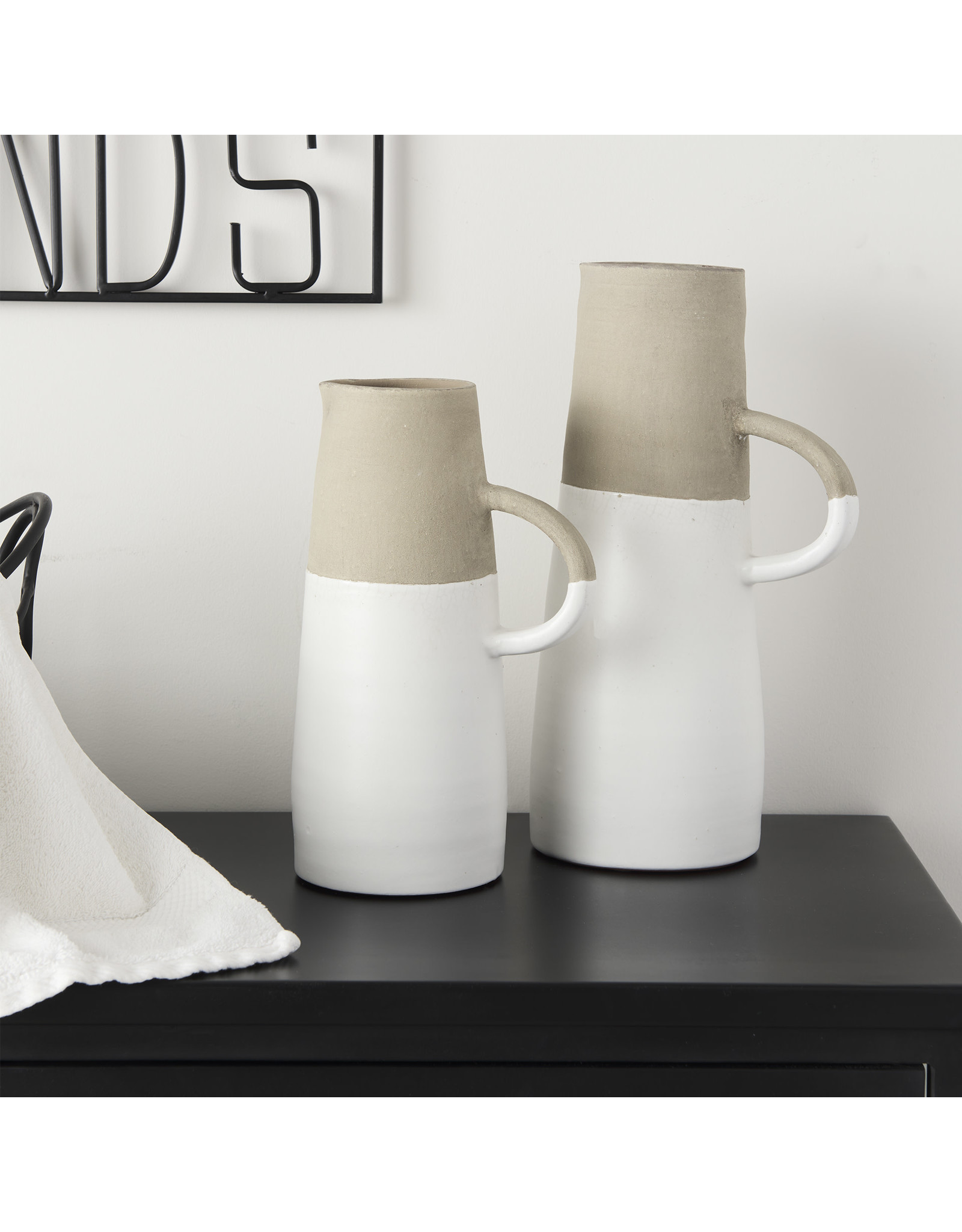 Garand Medium Ceramic Jug - White/Natural