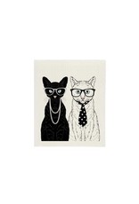 cat couple sponge cloth