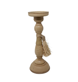 Wooden candleholder with Pompoms Wooden candleholder with Pompoms