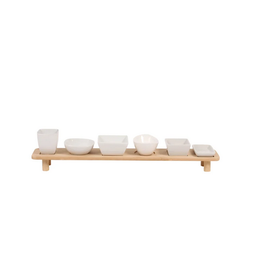 Cabo 7 Piece Acacia Serving Set White