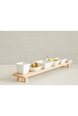 Cabo 7 Piece Acacia Serving Set White