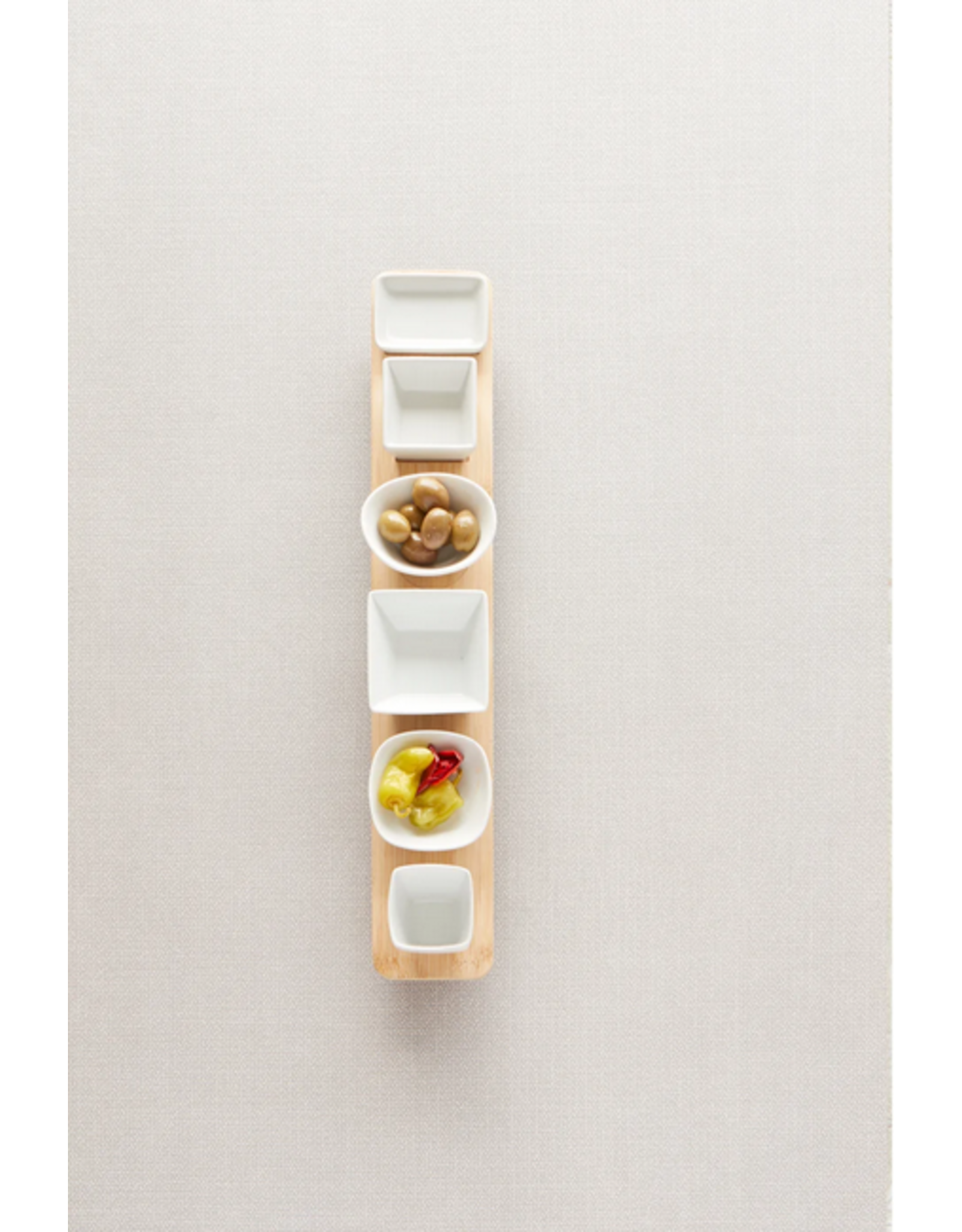 Cabo 7 Piece Acacia Serving Set White