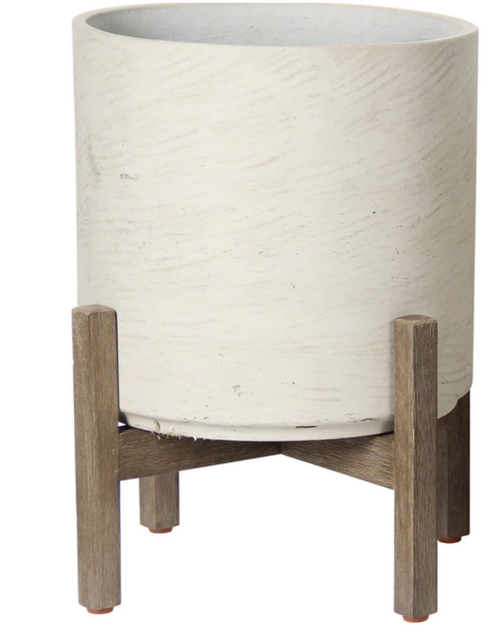 Patio Round Large Standing Pot - White Wash